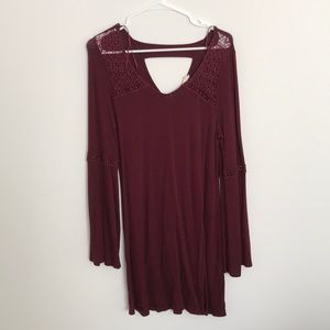 Maroon dress, long sleeve